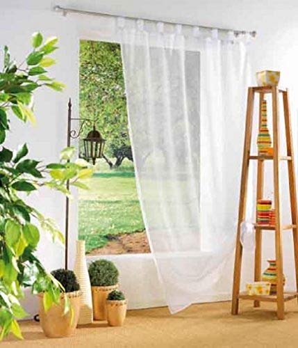 douceur d'Intérieur 1364005, Visillo Trabillas , 135 X 240 Cm , Voile Uni , Visillo Liso , Blanco