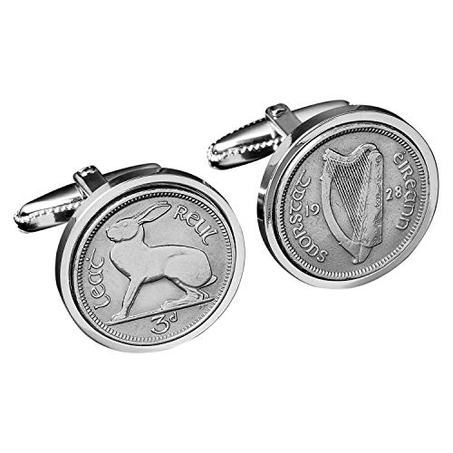 Rare 1928 Ireland Threepence Cufflinks- First year Irish Coins Minted