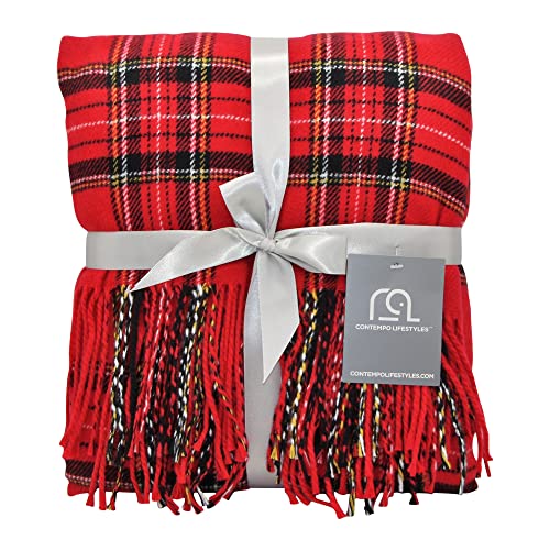 Plaid Throw Blanket, Classic Farmhouse Style Holidays Christmas L...