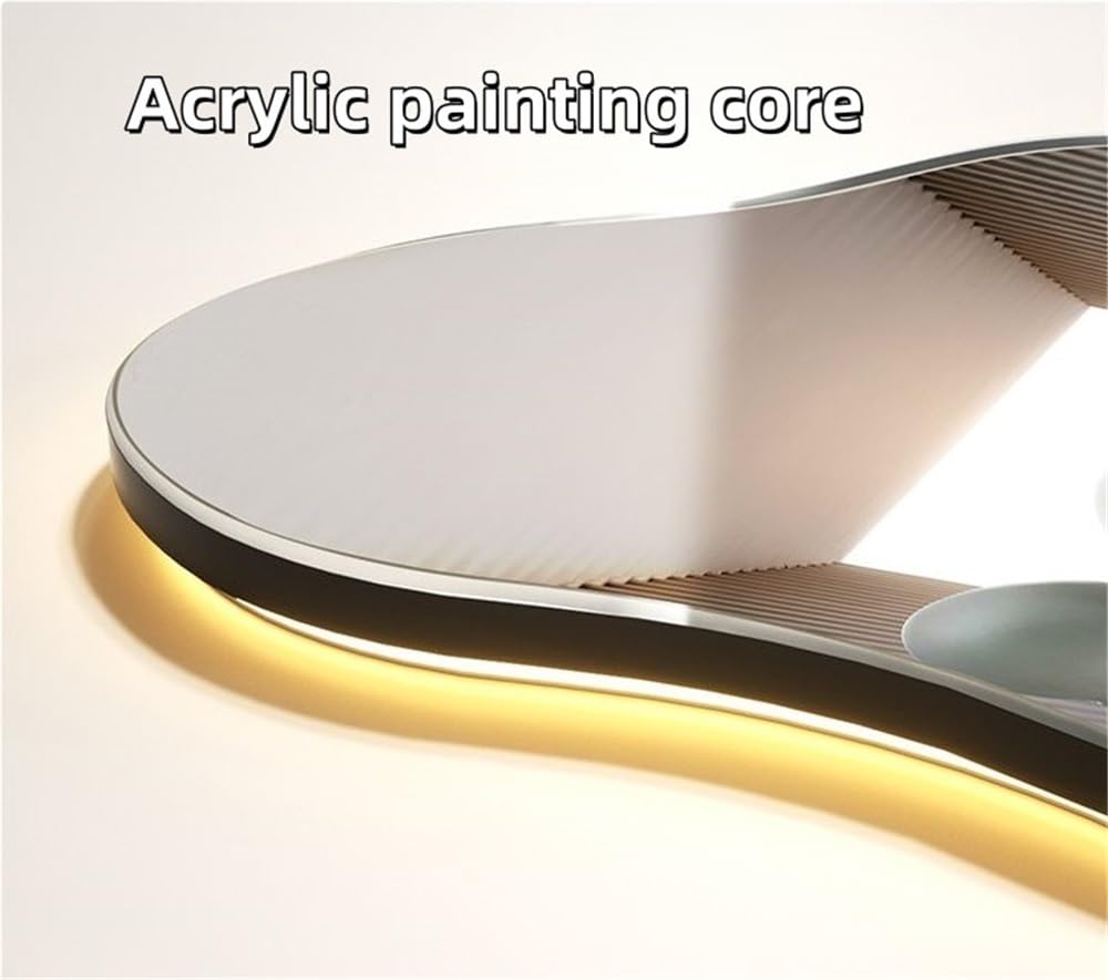 Cuadro de Pared de imitación de Pintura con Luces LED, Porcelana de Cristal finamente Tallada para Sala de Estar, Entrada y Pasillo (Dorado, 30 x 90 cm)