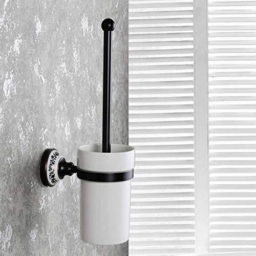 Brosse de salle de bains noir bronze avec support mural rétro pour rangement