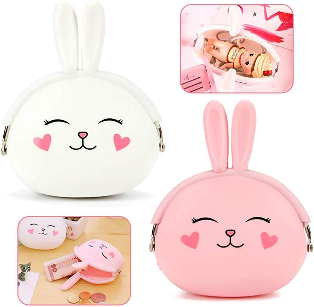 - PALAY® Silicone Purse Bunny Coin Purse Silicone Coin Wallet Waterproof for Girls Party Birthday Gift (2pcs)