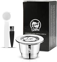 Nespresso Reusable Refillable Capsule Nespresso Filter in Stainless Steel Coffee Capsule Coffee Capsules for Nespresso 1 Cups +1 Plastic Spoon +1 Brush