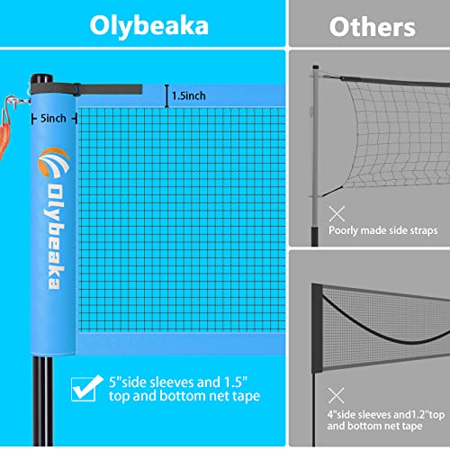 Olybeaka Outdoor Volleyball Badminton Combo Set With Net, Anti-Sagging Design, 4 Badminton Rackets, 3 Birdies And Pu Volleyball For Backyard Lawn Beach #TOP1