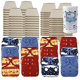 OsoCozy Prefold Cloth Diaper Package - 7 Dozen Unbleached Better-Fit Prefolds & 12 One Size Diaper Covers. All The Cloth Nappies and Diaper Covers Needed from 7 to 30 lbs.