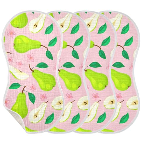 MCHIVER Pear Blossom Fruitage Rose Baby Burp Cloths Cotton Washcloths Super Soft Absorbent Burping Rags for Baby Boy Girls Newborn Towel 2 Pack3
