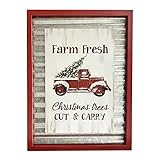 ViliVilicrafts 15.8x 11.8 Inches Wood Corrugated Iron Patched Christmas Decor Sign Farmhouse...