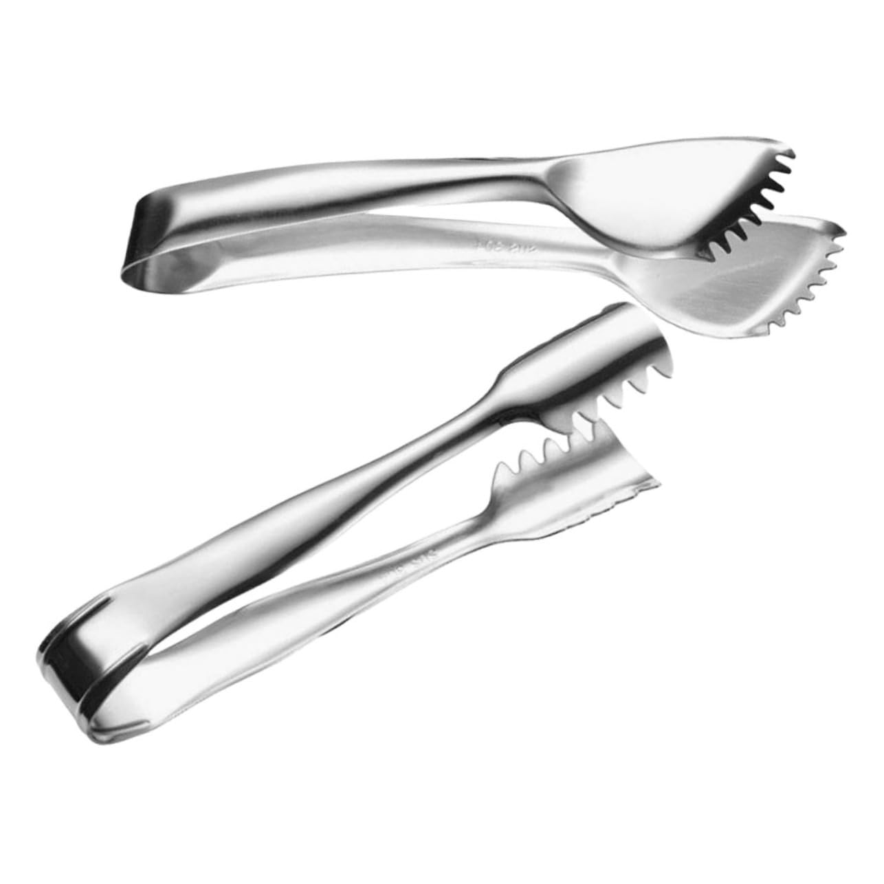 LALADEFIEE 2pcs Stainless Steel Ice Cube Tongs with Teeth Multifunctional Kitchen Tongs for Grabbing Ice Sugar and Food for Bbqs and Parties
