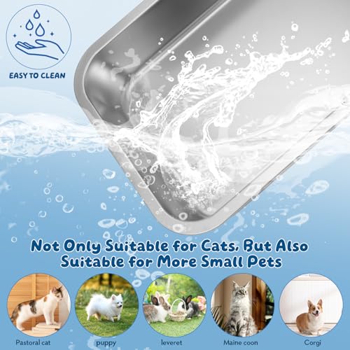Bac à litière en acier inoxydable durable et hygiénique pour chat - 7