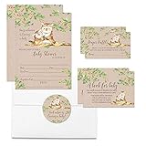 Deluxe “Guess Whooo” Cute Watercolor Owl Baby Shower Party Bundle, Includes 20 each of 5'x7'...