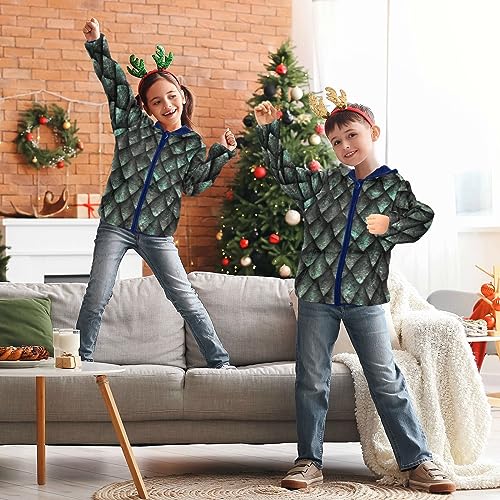 Image of Aflyko Boys Fleece Coat Blue Zip-Up Hoodie Girls Outerwear Kids Hooded Jacket