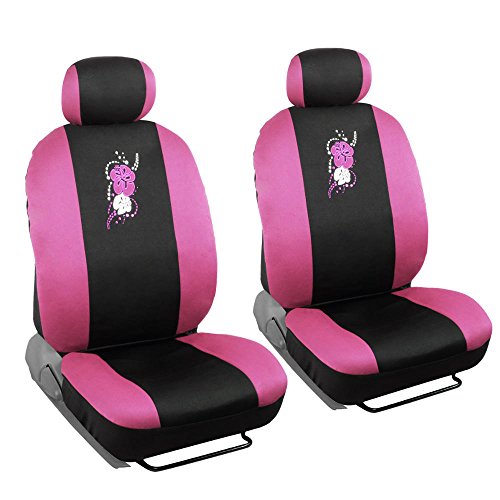 Bdk 13 Piece Pink Hawaiian Hibiscus Flower Print Design Car Auto Seat Cover #TOP2