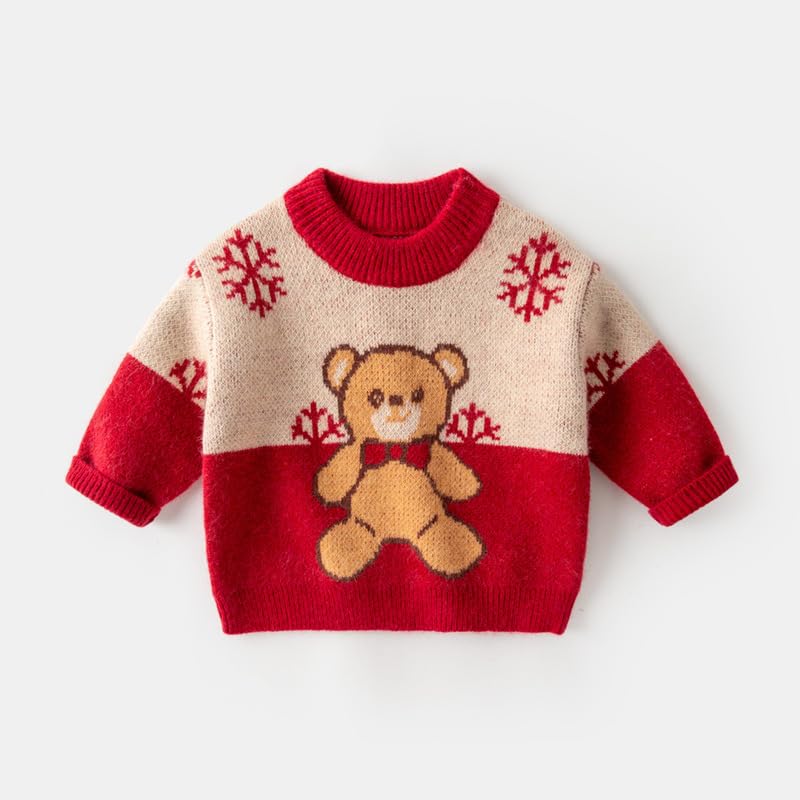 Amazon.co.jp: 赤ちゃんのクリスマスセーター赤クマのセーター子供厚手 
