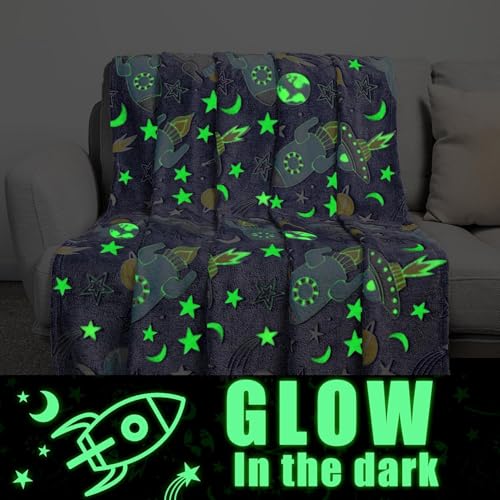 Image of Happy Hues Glow in The Dark Blanket Kids-Teens Boys & Girls Travel Lightweight Throw Blankets Soft & Fluffy for Kids (Pink Butterfly)