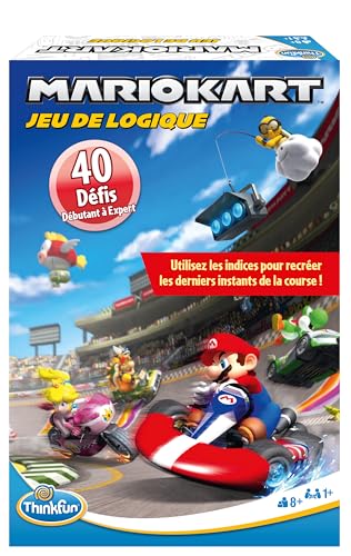 ThinkFun Ravensburger - Jeux de logique Mario Kart - 40 défis - 1 Joueur à partir de 8 Ans - Version Voyage - 76606- Version française