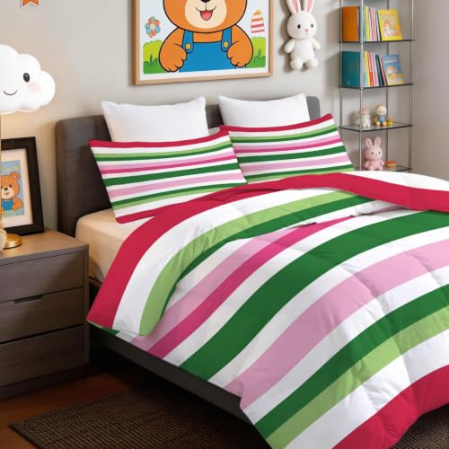 Edredón lavable 200x200 blanco de rayas modernas con 2 fundas de almohada para todo el año 6