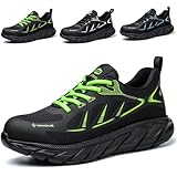 ISOOUS Arbeitsschuhe Herren Sicherheitsschuhe Damen Stahlkappenschuhe Sportlich Atmungsaktiv Schutzschuhe rutschfest Grün 43