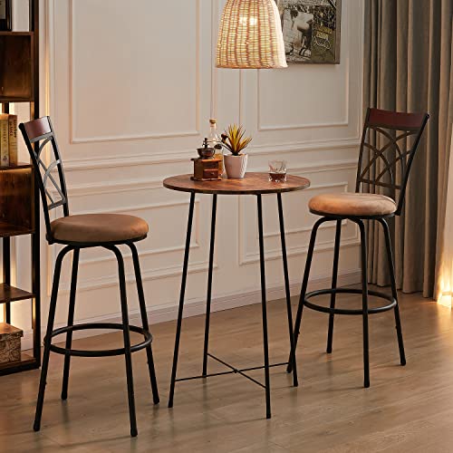 Butacos giratorios VECELO de 360°, set de 4 unidades, sillas altas ajustables de 24/29 pulgadas con respaldo en X, asiento acolchado y reposapiés, para barra de cocina, pub o isla miniatura 6