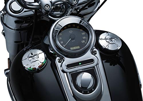 Kuryakyn 7357 Motorcycle Lighting Accent Accessory: Zombie Skull Led Fuel And Battery Gauge For 1988-2019 Harley-Davidson Motorcycles, Chrome Medium #TOP2