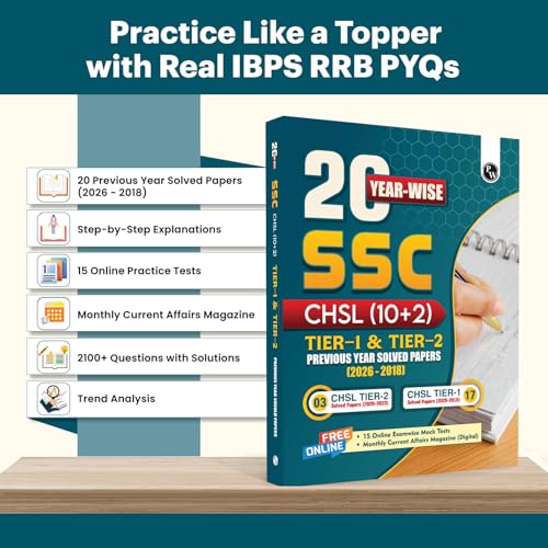 Image of PW SSC CHSL (10+2) Previous Year Solved Papers Tier 1 & 2, English Medium (2026-18) | 20 Year-wise PYQs Till April 2026 | 2100+ Questions with Detailed Solutions