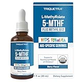 Organic Kids L-Methylfolate + Methyl B12 Cofactor - MTHFR Sublingual Form - 5-MTHF, Superior Form of Folate - Adjustable Dosing for All Ages - Mood, Behavior, Cognition - Organic Berry Flavor, 1 Fl oz