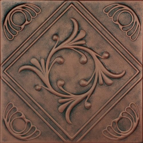À LA MAISON CEILINGS R02 Diamond Wreath Foam Glue-Up Ceiling Tile (384 Sq. Ft./Case), Pack of 144, Antique Copper Orange