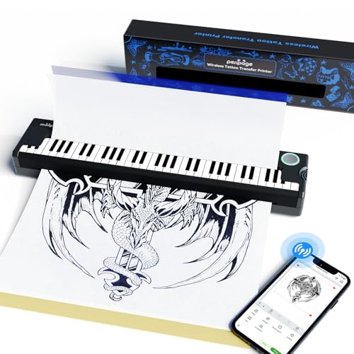 PeriPage Pino Wireless Tattoo Stencil Printer - Portable Thermal Transfer Machine for Pro & Beginner Tattooistsï¼ŒCompatible with Phoneï¼ŒPad & PC