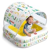 QPAU Piscina Inflable para Bebés con Toldo Extraíble Protección Solar 35"x10", Amarillo
