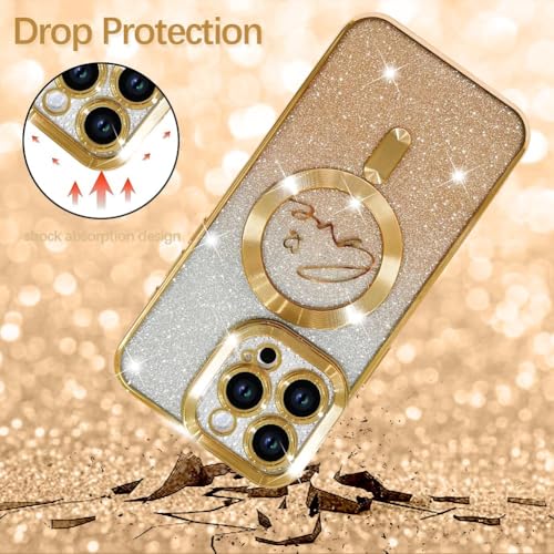 Image of ZIYE Magnetic Case Designed for iPhone 16 Pro Glitter Case-Gold