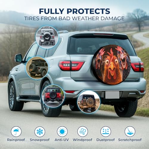 Image of GENANY Funny Chicken Spare Tire Cover, Waterproof PVC RV Trailer Camper Wheel Protector, Size 17 Fits 31-33 Inch