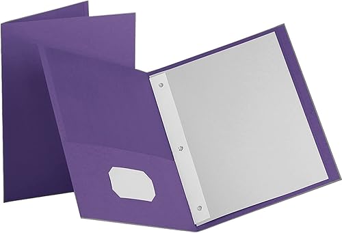 Oxford Carpetas de dos bolsillos con sujetadores, morado, tamaño carta, 10 por paquete, (57783)