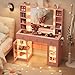 HUANLEGO Pink Vanity Desk with Mirror and Lights, Glass Top Vanity with Lighted Mirror & RGB Glass Cabinet and 3 Drawers, Makeup Vanity Desk with Lights Dressing Table for Bedroom, 3 Color Modes