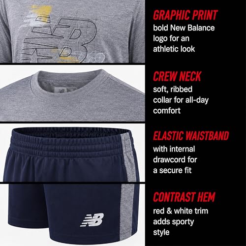 Image of New Balance Boys Short Sets - 2 Piece Active Performance Athletic Shirt and Kids Basketball Gym Shorts for Boys (8-12)