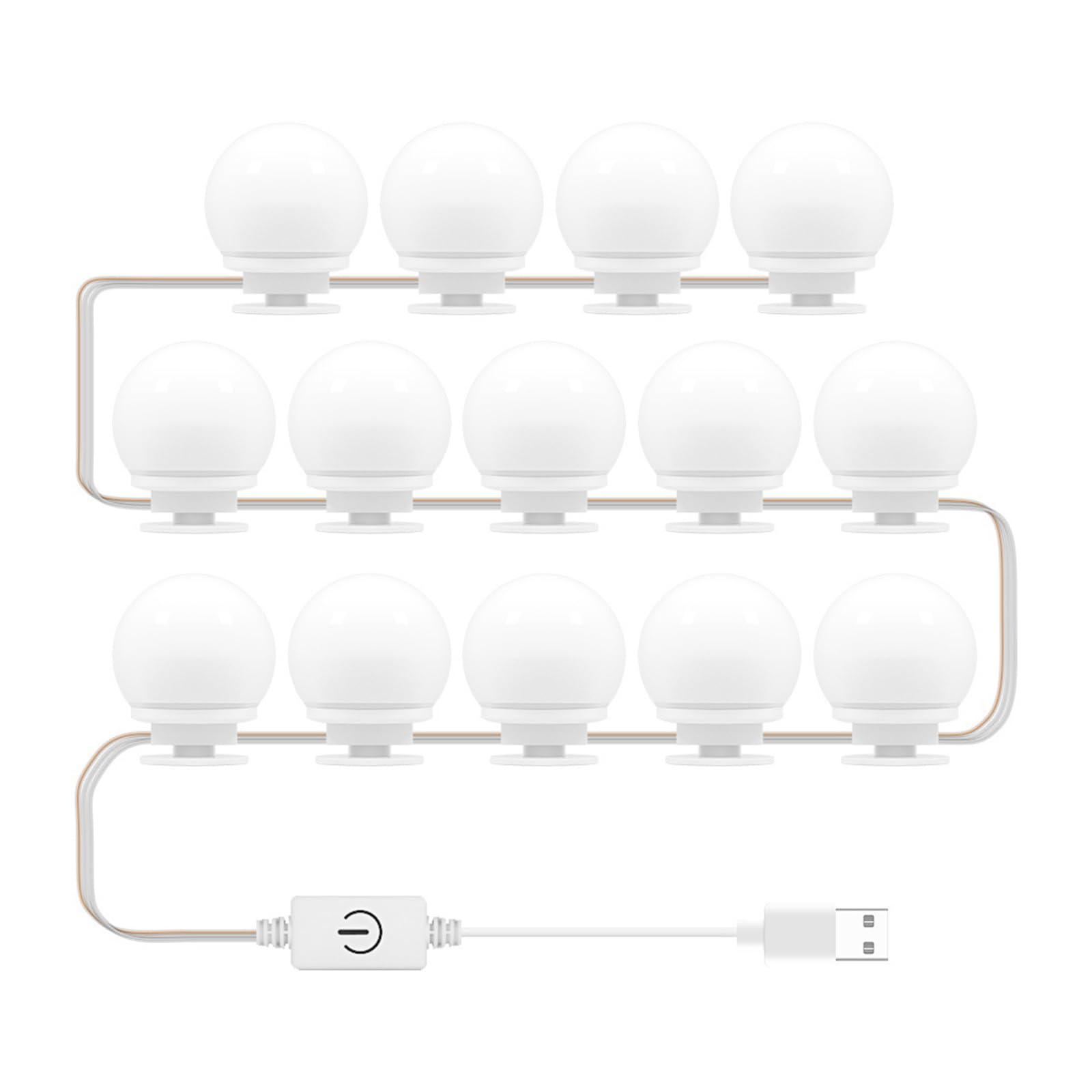 Unisun Luces Para Espejo, Kit De Iluminación Con Cable De Alimentación USB, Luz De Espejo De Maquillaje Adhesiva, Con 10 Bombillas Regulables Para Tocador 3 Colores 10 Niveles De Brillo
