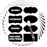 Chalkboard Labels -80 Premium Chalkboard Sticker + White Chalk Marker. Reusable Chalkboard Vinyl Labels for Kitchen,Labels for Jars,Pantry Labels,Chalkboard Sticker.