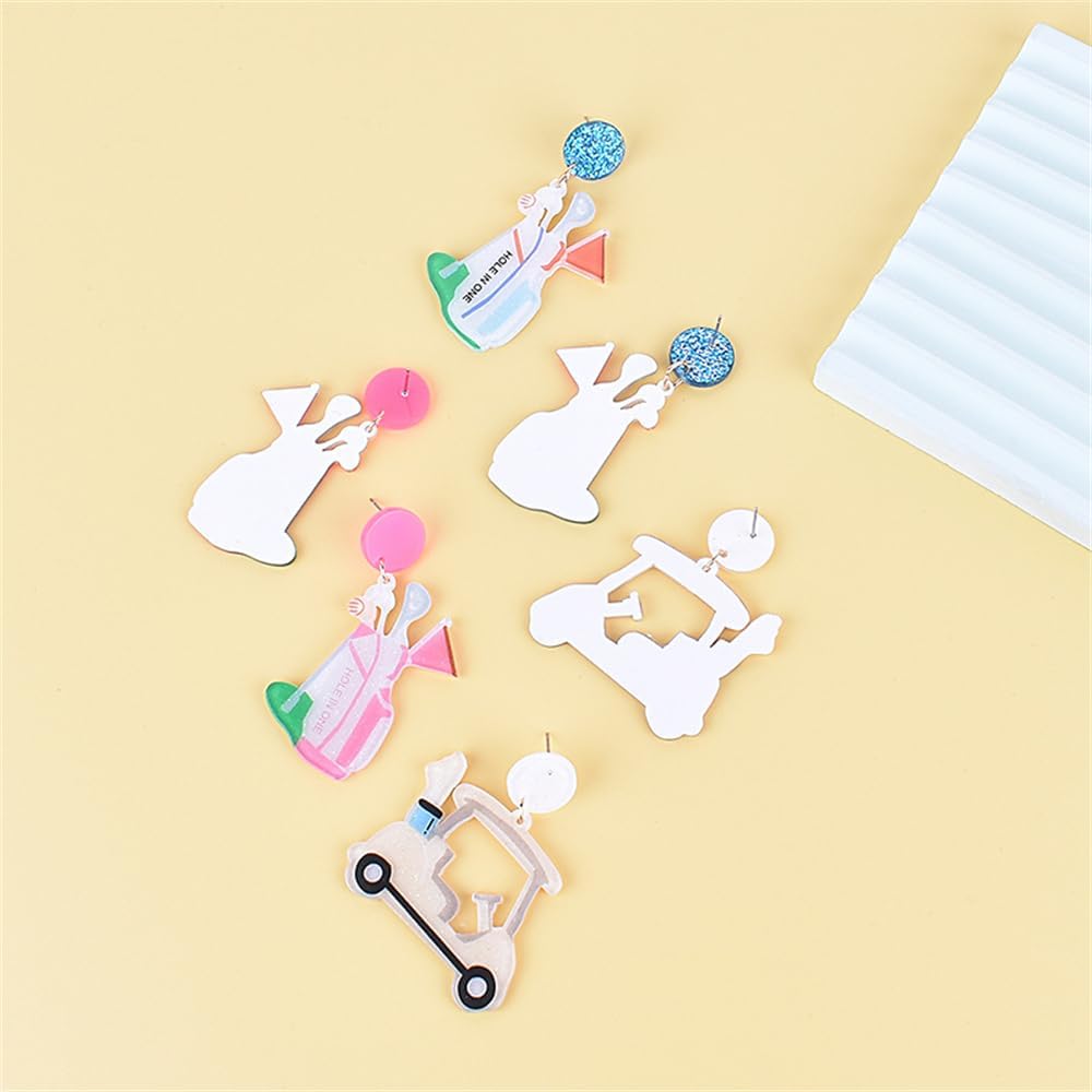 Acrylic Golf Themed Earrings Golf Ball Bag Cart Dangle Earrings Fun Golf Club Earrings Sport Game Day Accessories Outfits Jewelry Gifts for Women - Image 4