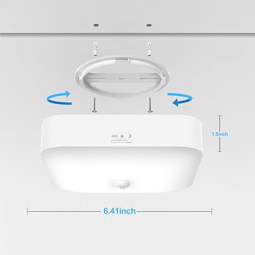 Miniatura 6 de WhitePoplar Luz de armario recargable con sensor de movimiento, luz de techo recargable con batería, inalámbrica, 500 lúmenes, luz activada por