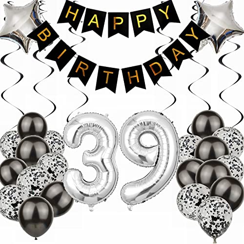 39. Geburtstag Deko – Schwarzer Glitzer Banner 'Nicht 40 Yet'