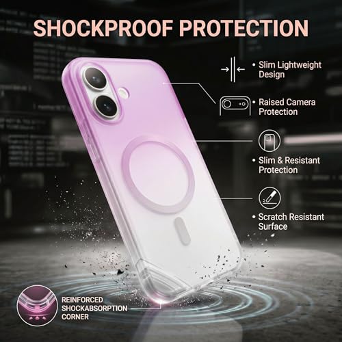Image of amazon basics Paper Thin Case Cover for iPhone 17 | Matte Finish | Gradient Case, Shaded Color | Compatible with magsafe | (Purple White, iPhone 17)