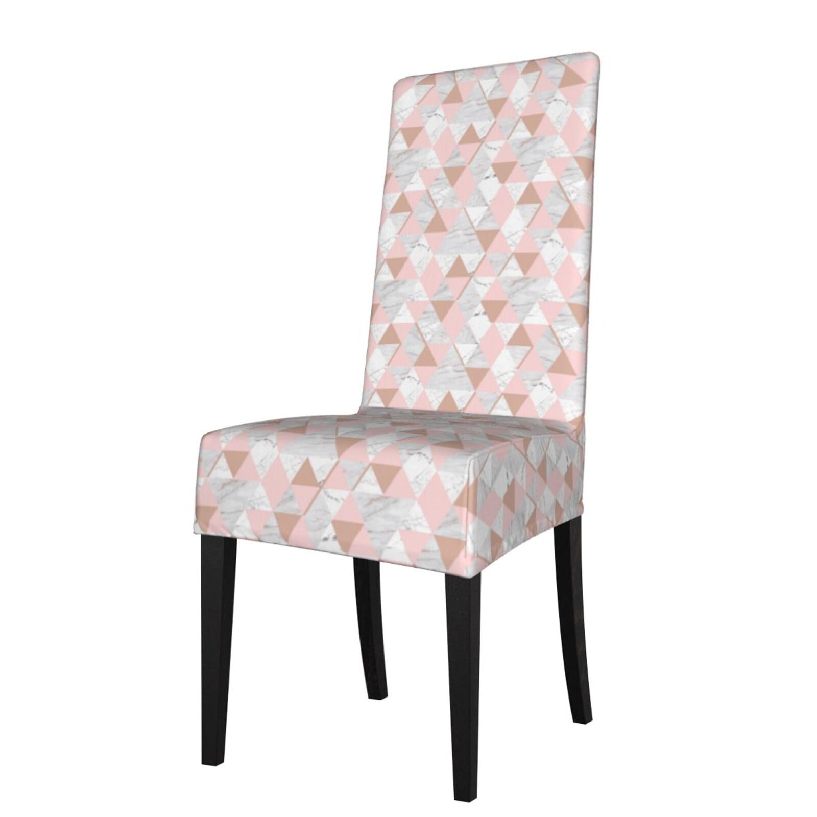 LKYMOH Rose Gold Triangle Marble Pattern, Chair Covers Stretch Chair Slipcovers for Dining Room, for Party Pet Protection Universal Fit Soft Polyester