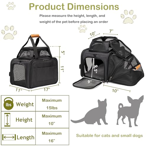 Image of JUNGYOON Cat Carrier, Expandable Airline-Approved Soft-Sided Pet Travel Bag for Cats, Small Dogs & Small Pets, Breathable Mesh Design with Multi-Pockets & Fleece Pad (Dark Grey)