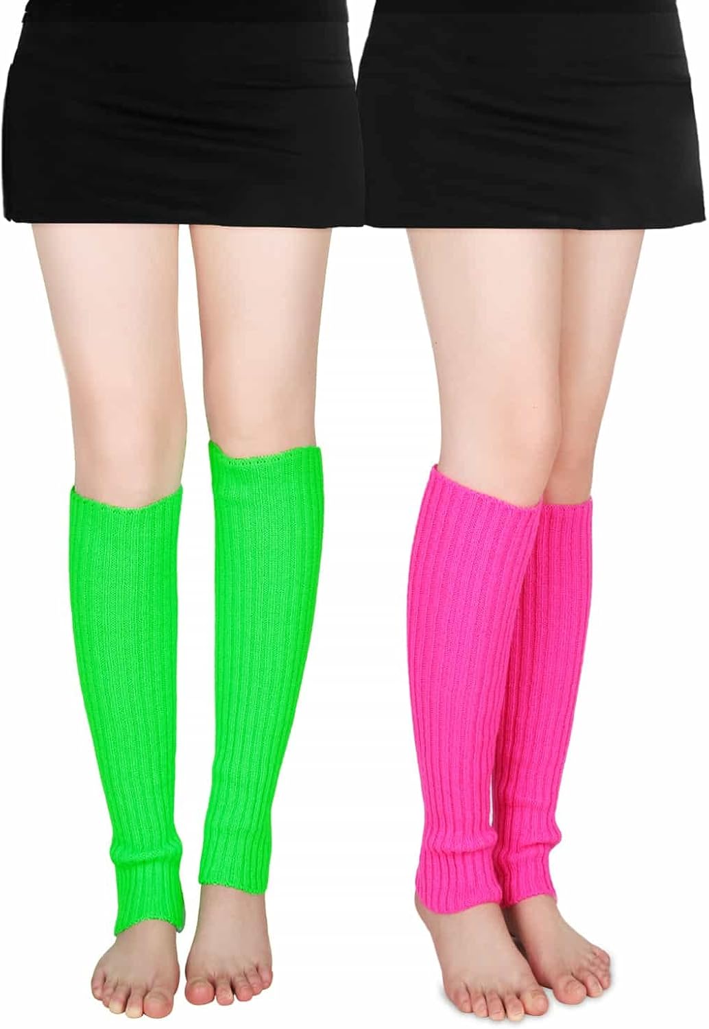 Benefeet Sox Leg Warmers for Women Girls Neon Knit Ribbed Extra Long Over the Knee High Footless Warm Socks for Party Sports Accessories,Rose Red, Fluorescent Green : Clothing, Shoes & Jewelry