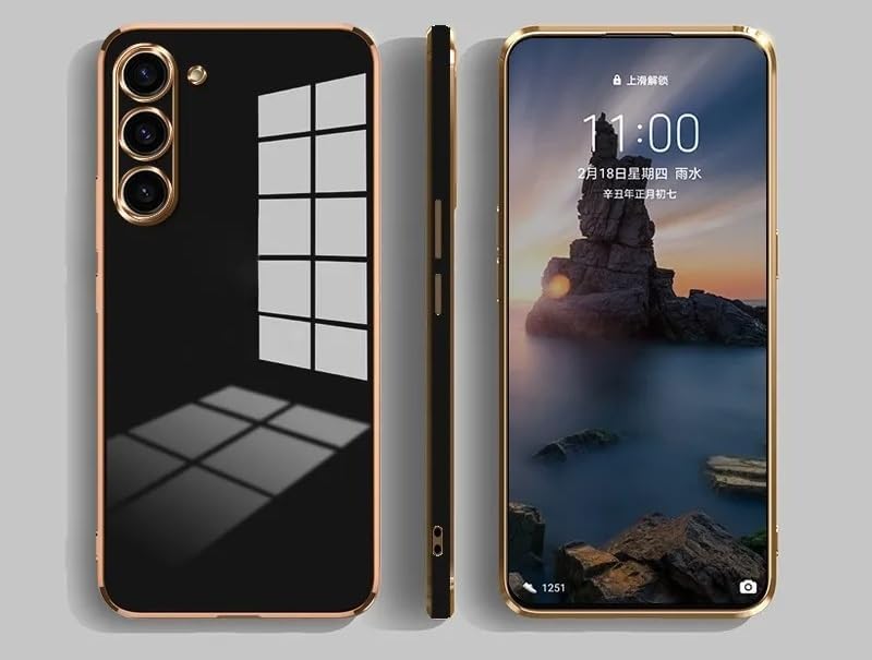 Erams Online Back Cover for Samsung Galaxy F54 5G Plating Square Gold Frame Phone Case Luxury Soft Silicone Back Coverfor Samsung Galaxy F54 5G (Black) (B0CR7PQL2G) Amazon Price History, Amazon Price Tracker
