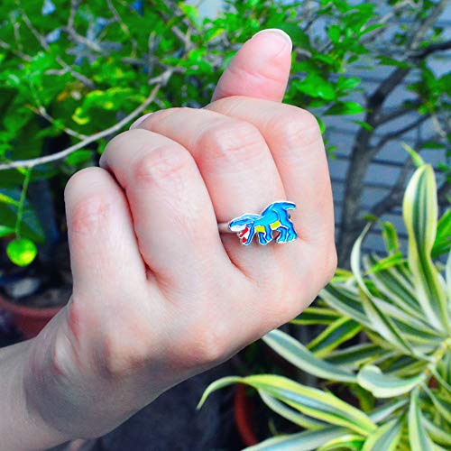 Dinosaur Color Change Kids T-Rex Mood Ring Gift for Boys Girls Size Adjustable3