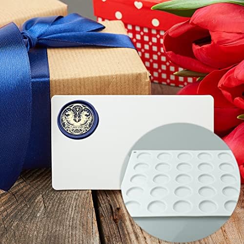 30 Hole Silicone Mat for Wax Seal Stamp, 30 Cavity Wax Sealing Pad Flat Round Disc Mold Tray for Craft Adhesive Waxing Epoxy UV Resin DIY Craft (White A4 Size)