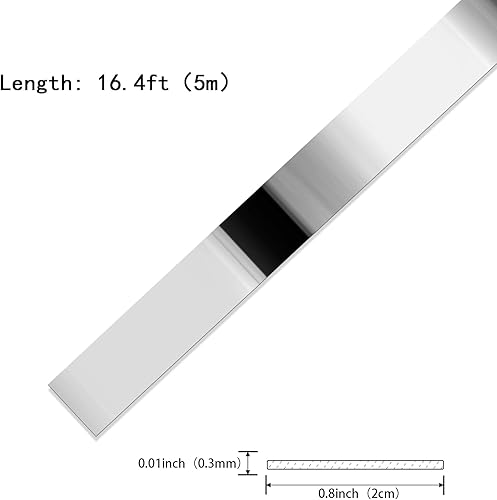 Miniatura 2 de Moldura metálica plateada con acabado similar a un espejo, tira para despegar y pegar para marco de espejo, pared, chimenea y decoración del hogar