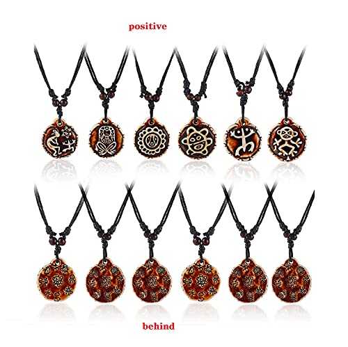 Pingyongchang Artificial Bone carving Sea Turtles Pendant Necklaces Gifts for Women Men Adjustable Rope 6/10 Pcs -6 PCS restore2