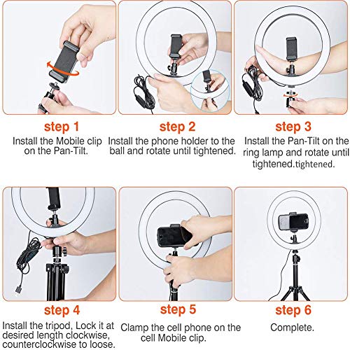 10" Selfie Ring Light with Tripod Stand & Cell Phone Holder for Live Stream/Makeup, Dimmable Led Camera Ring Light for YouTube Video/Photography Compatible with iPhone & Android Phones (Upgraded)