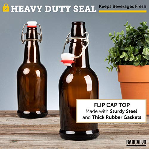 16Oz Amber Glass Beer Bottles For Home Brewing - 12 Pack With Flip Caps #TOP4