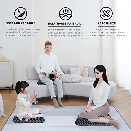 Super Large & Thick Gel Seat Cushion For Long Sitting, Office Chair Cushion For Car, Wheelchair, Desk, Stadium- Hip, Coccyx, Sciatica, Pressure Sores Tailbone Pain Relief Pad, Seat Cushion #TOP7